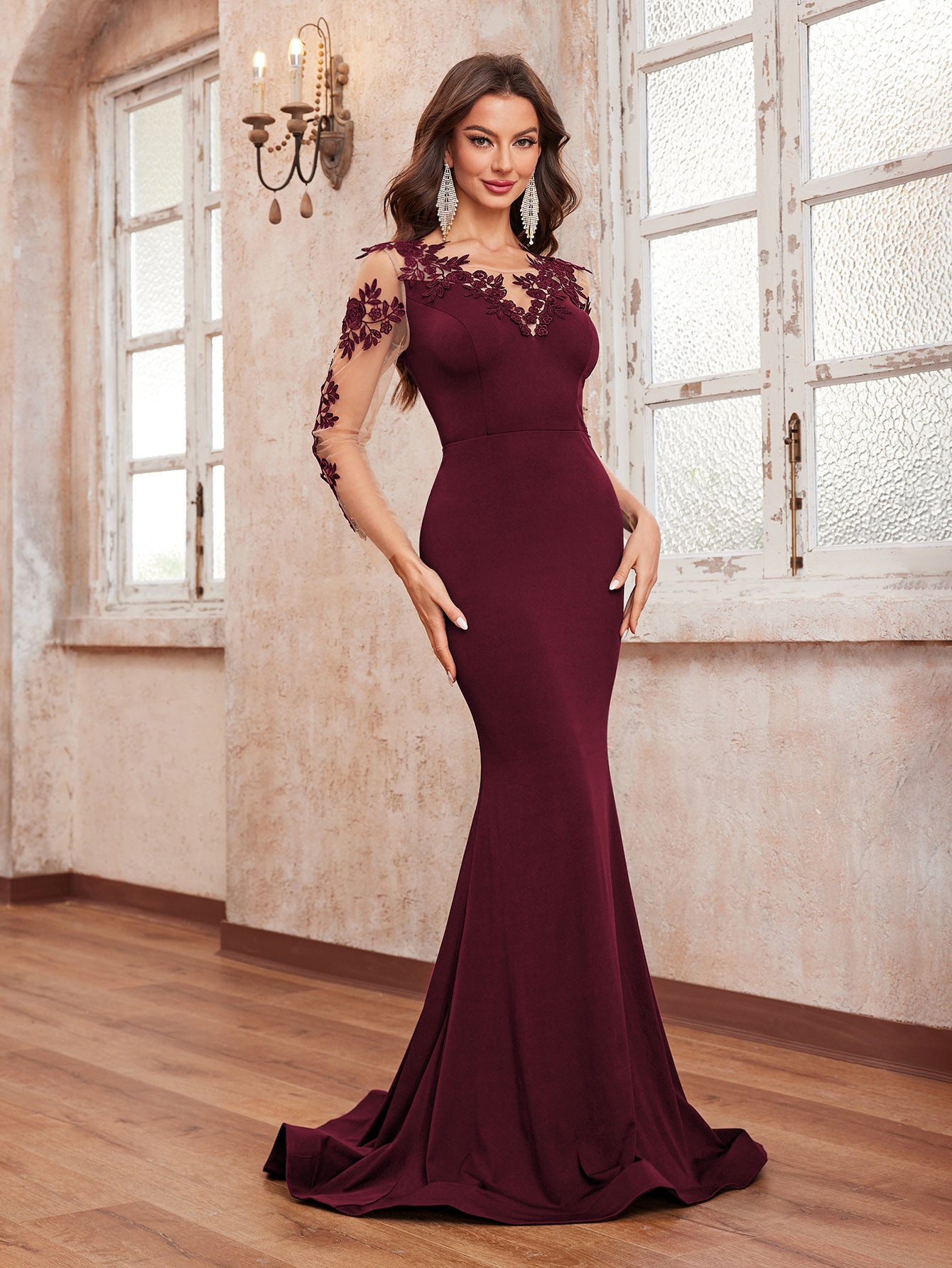 Yisikado with 3d floral long sleeves-SST2112