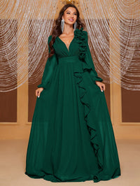 Yisikado Women's Long Sleeve Lace Decorated Wedding Dress-SSN228-5