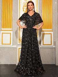 Yisikado Butterfly Sleeve Sequin Formal Dress-GL20018