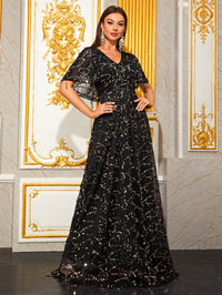 Yisikado Butterfly Sleeve Sequin Formal Dress-GL20018