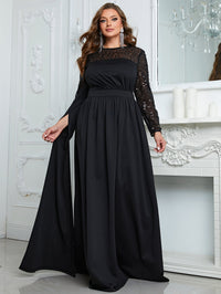 Yisikado Plus Contrast Sequins Party Dress-FMGN721