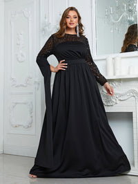 Yisikado Plus Contrast Sequins Party Dress-FMGN721