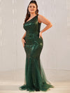 Plus One Shoulder Sequins Prom Dress-FP095