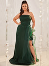 Plus Contrast Mesh Draped Split High Tube Prom Dress-JAFP092