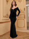 Off Shoulder Velvet Bridesmaid Dress-A003-2