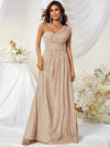 One Shoulder Sequins Prom Dress-MGT374