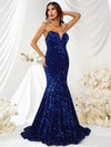 Sequin Insert Mermaid Hem Tube Formal Dress-SSN140