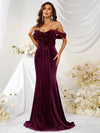 Off Shoulder Contrast Sequin Floor Length Formal Dress-MGW359-1