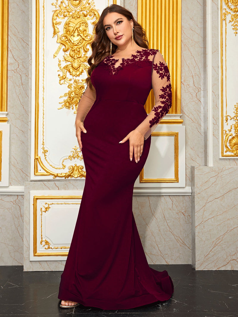 Yisikado insert mermaid hem formal dress