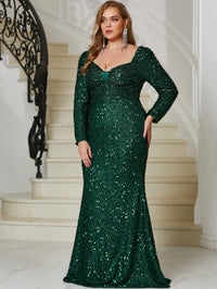 Yisikado Plus Sweetheart Neck Sequin Formal Dress-FMGX686