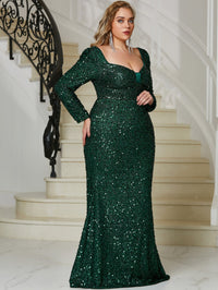 Yisikado Plus Sweetheart Neck Sequin Formal Dress-FMGX686