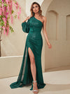 One Shoulder Split Thigh Sequin Formal Dress-SSW4013