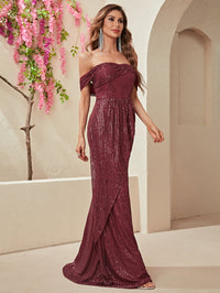 Off Shoulder Sequin Formal Dress-SS341