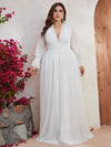 Plus Plunging Neck Flounce Sleeve Maxi Chiffon Dress-FPS313