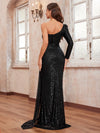 Giffniseti Women's One Shoulder Sequins & Rhinestone Decor Hollow Out Sexy Party Evening Dress-SSL6169