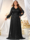 Plus Split Sleeve Sequin Formal Dress-FMGN313-1