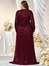 Plus Split Sleeve Sequin Formal Dress-FMGN313-2