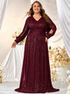 Plus Split Sleeve Sequin Formal Dress-FMGN313-2