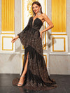 Yisikado One Shoulder Split Thigh Sequin Prom Dress-MG979