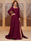 Yisikado Square Neck Split Thigh Maxi Dress-SS395-2