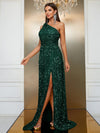 Yisikado One Shoulder Split Thigh Sequin Formal Dress-SSW4032-6