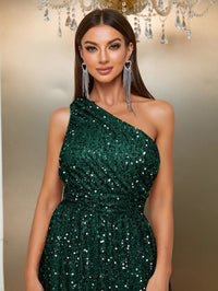 Yisikado One Shoulder Split Thigh Sequin Formal Dress-SSW4032-6