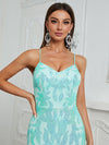 Contrast Mesh Mermaid Hem Sequin Cami Party Dress-SS367