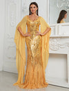 Yisikado Contrast Sequin Cloak Sleeve Mermaid Hem Party Dress-SSL6145