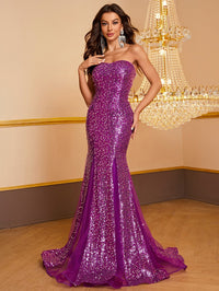 Yisikado Mermaid Hem Sequin Tube Prom Dress-MGW975