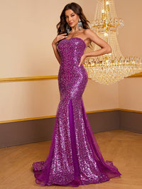 Yisikado Mermaid Hem Sequin Tube Prom Dress-MGW975