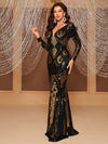 Yisikado Contrast Sequin Formal Dress With Overlay-MGN678