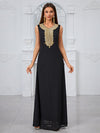 Yisikado Embroidered Applique Sleeveless Dress And Dolman Sleeve Jacket Two-Piece Set-SS485