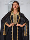 Yisikado Embroidered Applique Sleeveless Dress And Dolman Sleeve Jacket Two-Piece Set-SS485