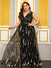 Yisikado Plus Plunging Neck Sequin Formal Dress-FSSL6133