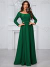 Yisikado Women'S Solid Color Round Neck Long Sleeve Party Evening Dress-GLW20121