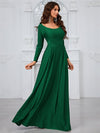 Yisikado Women'S Solid Color Round Neck Long Sleeve Party Evening Dress-GLW20121