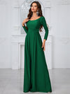 Yisikado Women'S Solid Color Round Neck Long Sleeve Party Evening Dress-GLW20121