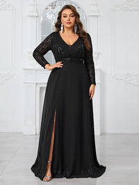 Yisikado Women'S Plus Size Lace Patchwork Party Evening Dress-FGLW20103