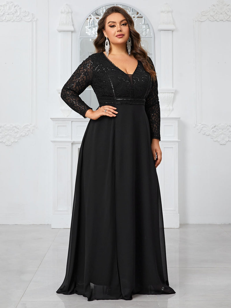 Yisikado Women'S Plus Size Lace Patchwork Party Evening Dress-FGLW20103