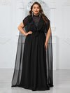 Yisikado Plus Size Women'S Ruffle Hem & Cape Decoration Evening Gown Dress-FGLN20108