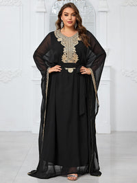 Yisikado Plus Size Women'S Evening Party Dress With Embroidery Lace And Long Sleeves-FGL20135