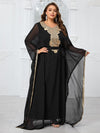 Yisikado Plus Size Women'S Evening Party Dress With Embroidery Lace And Long Sleeves-FGL20135