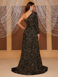 Yisikado One Shoulder Sequin Formal Dress-SS394