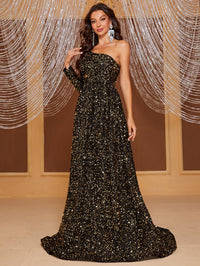 Yisikado One Shoulder Sequin Formal Dress-SS394