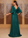 Yisikado Keyhole Neck Butterfly Sleeve Sequin Formal Dress-SST2090