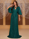 Yisikado Keyhole Neck Butterfly Sleeve Sequin Formal Dress-SST2090