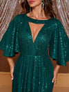 Yisikado Keyhole Neck Butterfly Sleeve Sequin Formal Dress-SST2090