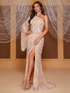 Yisikado thigh sequin formal dress-SSL6147