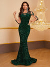 Yisikado Contrast Sequin Mermaid Hem Sequin Formal Dress-SST2087