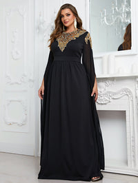 Yisikado Plus Split Sleeve Sequin Decor Maxi Formal Dress-FPS369